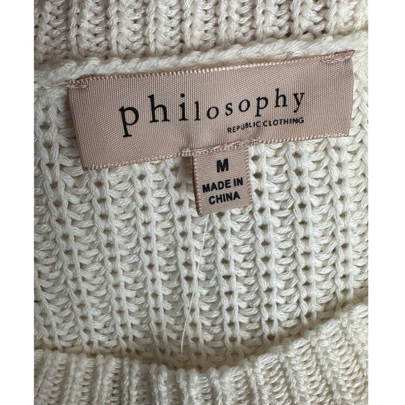 Philosophy Ivory Crew Neck Sleeveless Cable Knit Sweater M - Picture 6 of 12